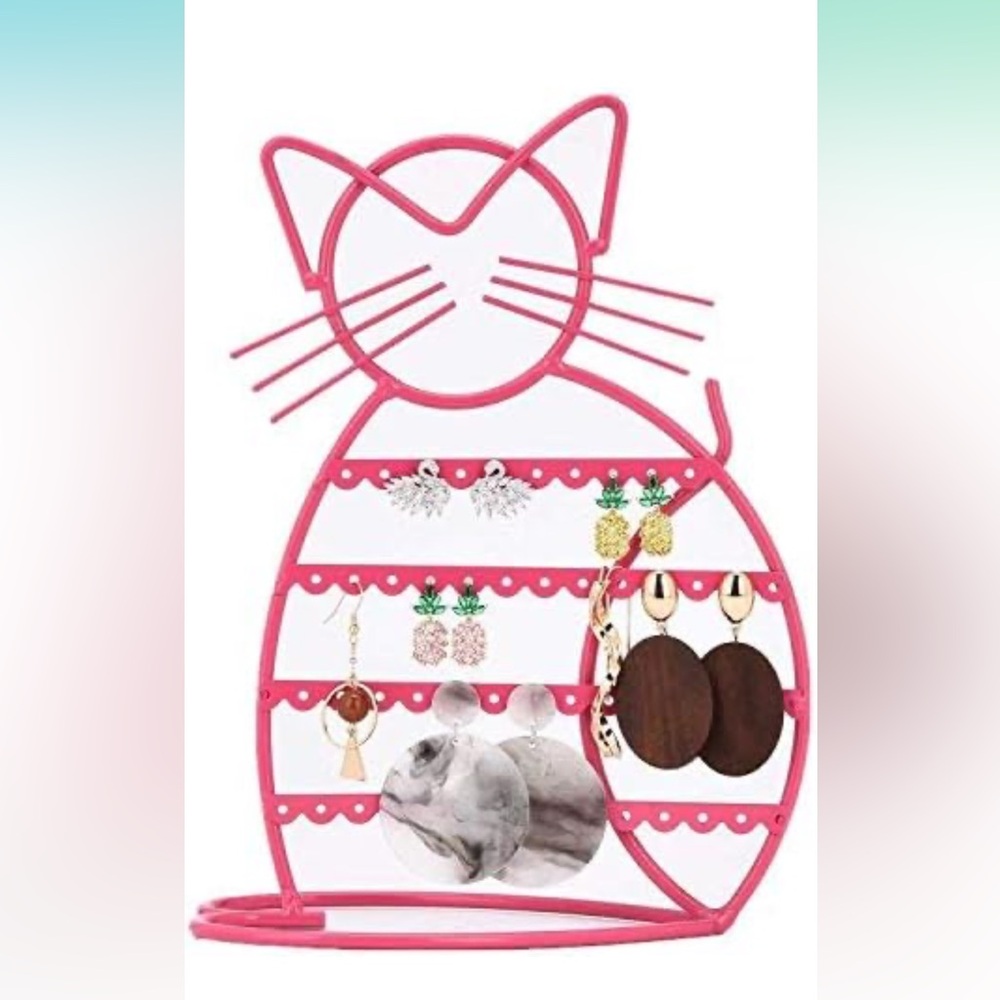 Pink Cat-Shaped Earring Holder